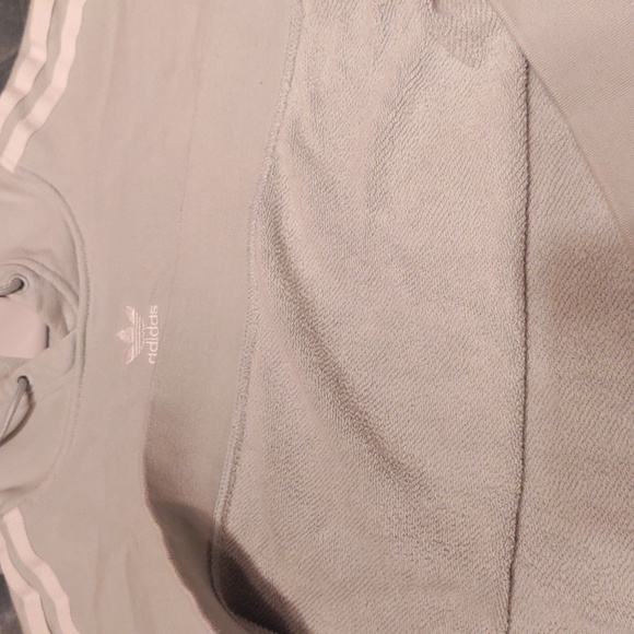 Adidas Originals Cropped Hoodie Mint Green French Terry, Trefoil Logo 3 Stripes - Picture 7 of 12